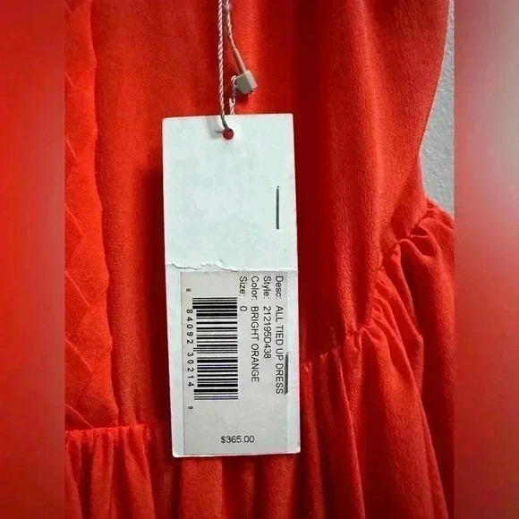 NEW Rebecca Taylor All Tied Up Silk Midi Dress Orange Women’s 0 Elegant Formal - Picture 4 of 9